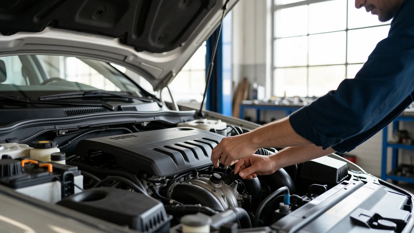 Mechanic repairing a car engine which might be funded by a $1000 personal loan