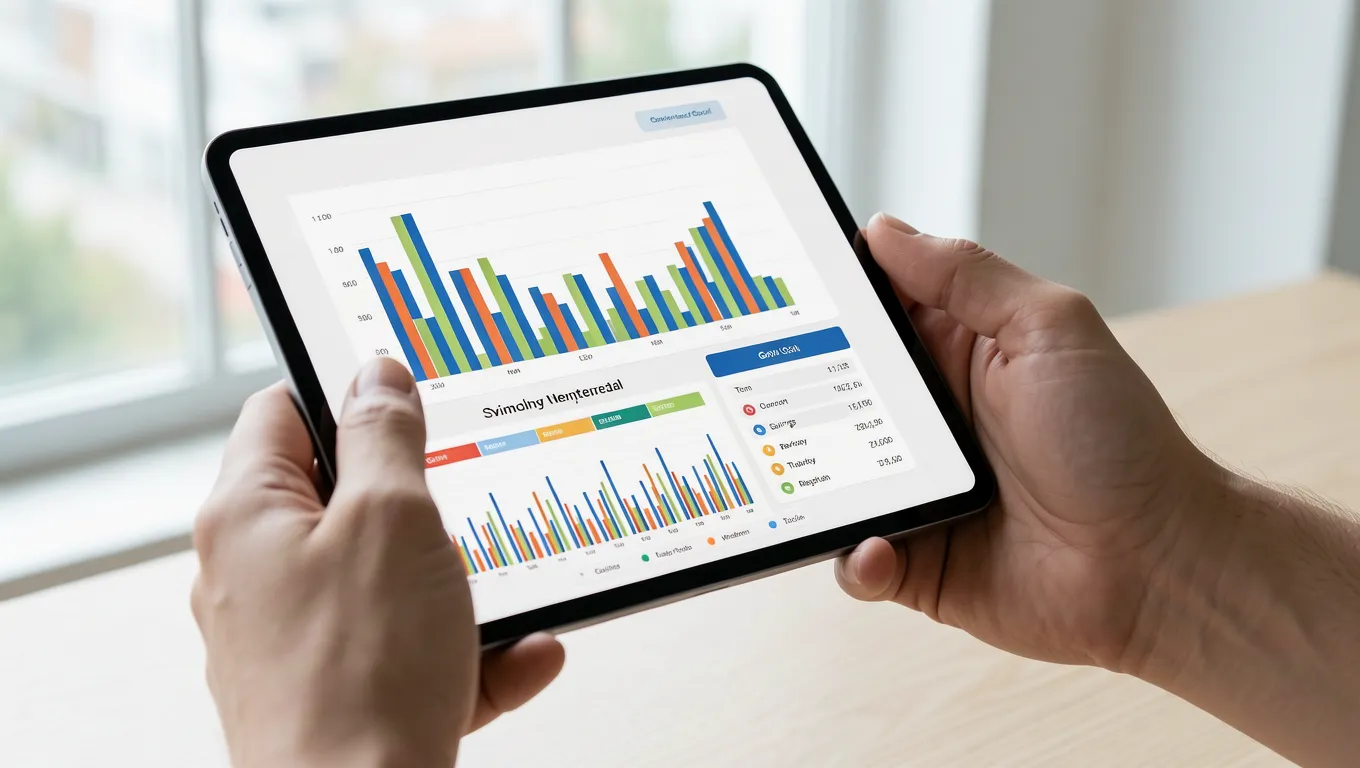 Using a digital tablet to track financial goals and savings