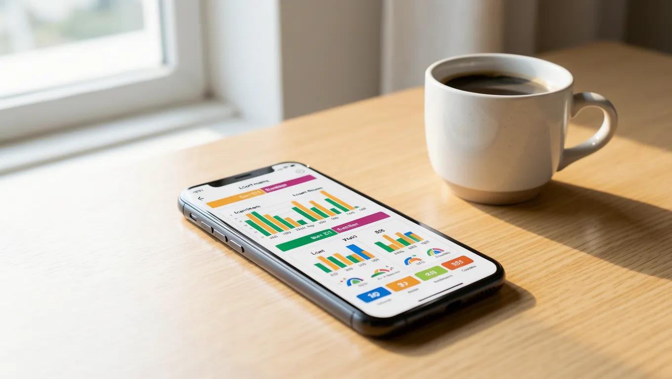 Smartphone showing personal loan comparison rates on a desk in 2026