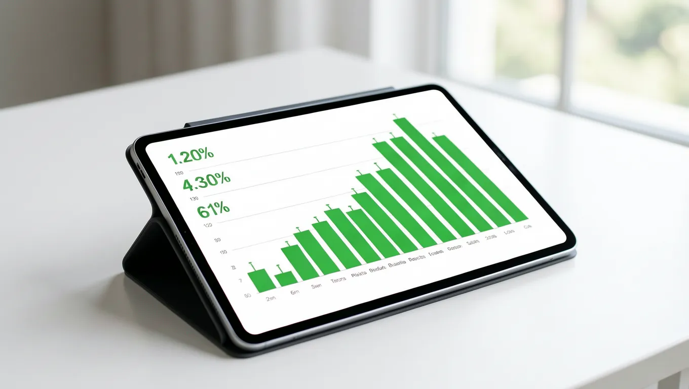 A digital tablet showing low interest rate comparisons for lowest interest personal loans.
