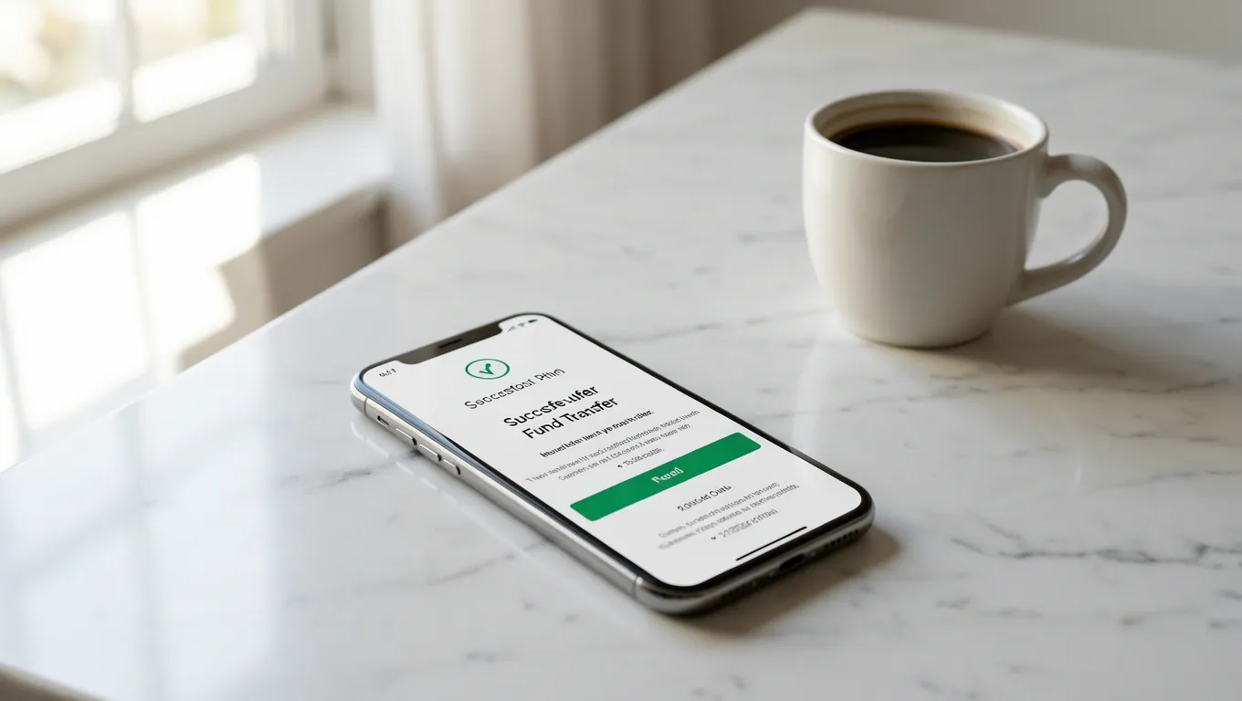 Smartphone showing a successful same day personal loans deposit notification